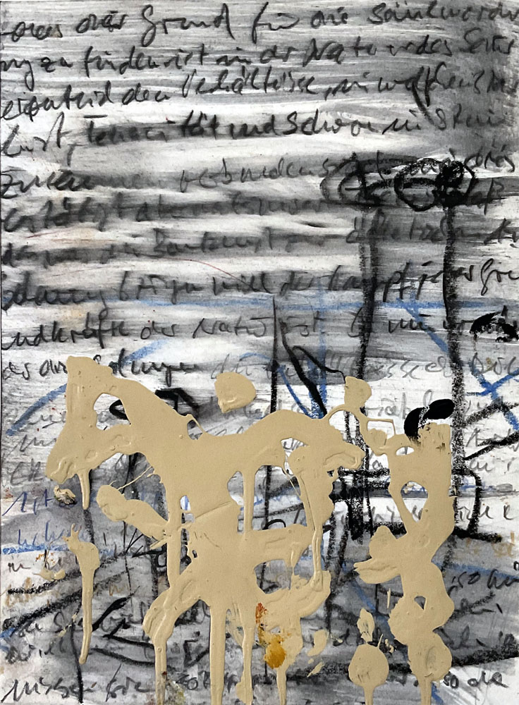 Jörg Miszewski, Zeichnungen auf Papier - Lack, Kohle ud Graphit verwischt