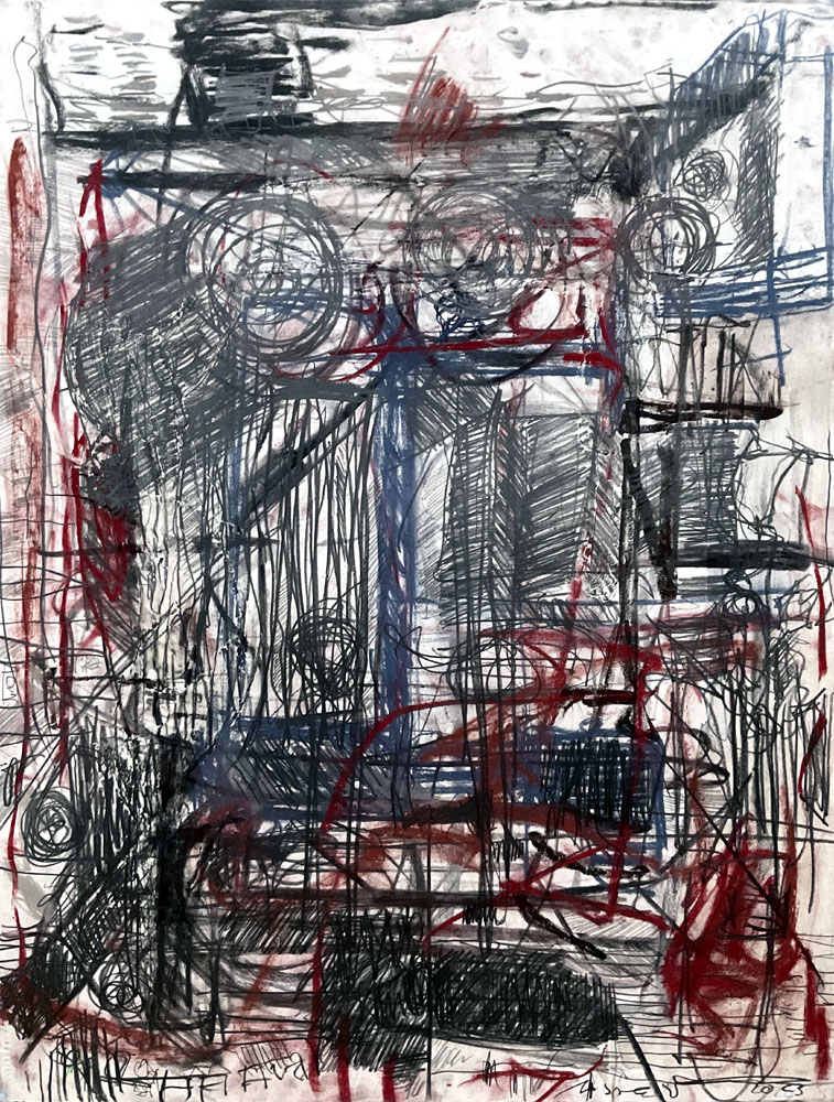 Jörg Miszewski, Zeichnungen auf Papier - Mechanik, Graphit und Pastell